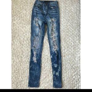 Fashion Nova High Waisted Distressed jeans
